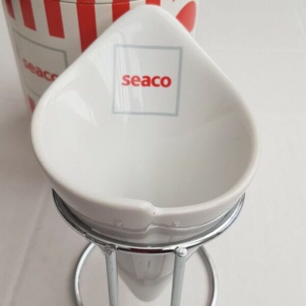 Seaco Cone Design Ceramic Salt Holder / Salt Pig On Metal Holder - WHITE