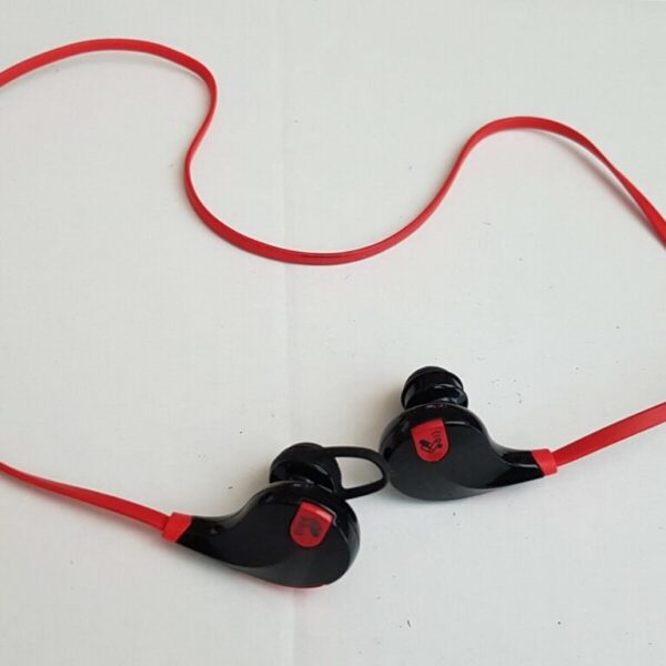 BLUETOOTH Neckband Headphones Earphone FOR Sports Gym Running RED & BLACK