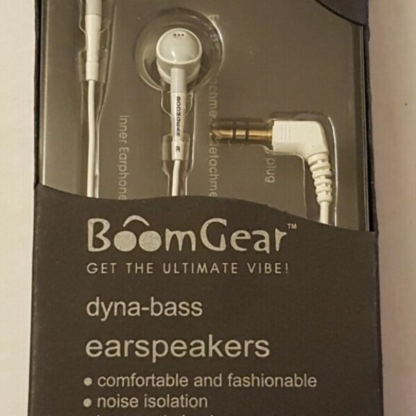 Boom Gear SX 100S Ultimate Vibe In Ear Headphones Dyna-Bass Earspeakers - WHITE